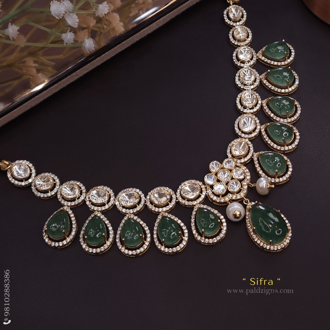 Sifra Moissanite polki Necklace