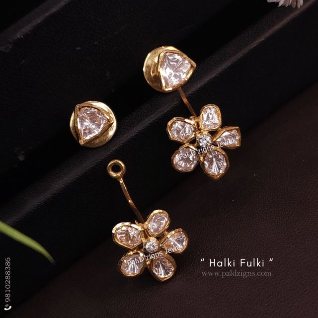 Halki Fulki Detachable Moissanite Polki Earings