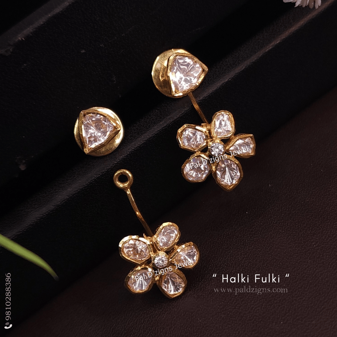 Halki Fulki Detachable Moissanite Polki Earings