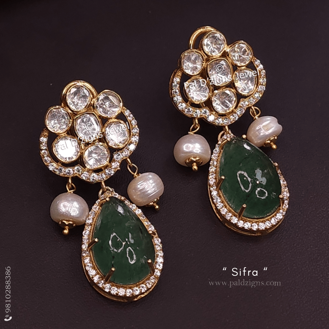 Sifra Moissanite Polki Earrings