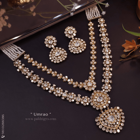Umrao Detachable Moissanite Polki Pendant Set