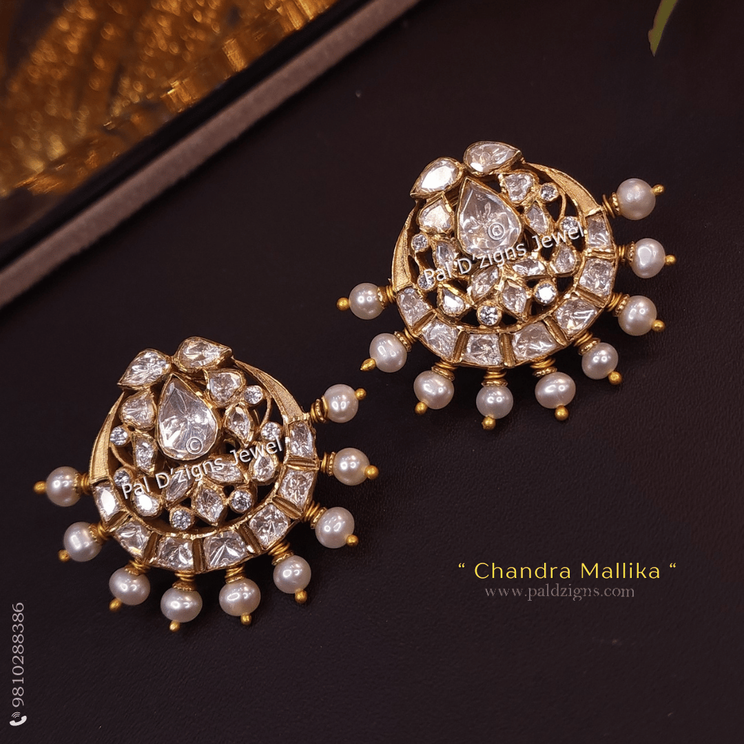 Chandra Mallika Moissanite Polki Earrings