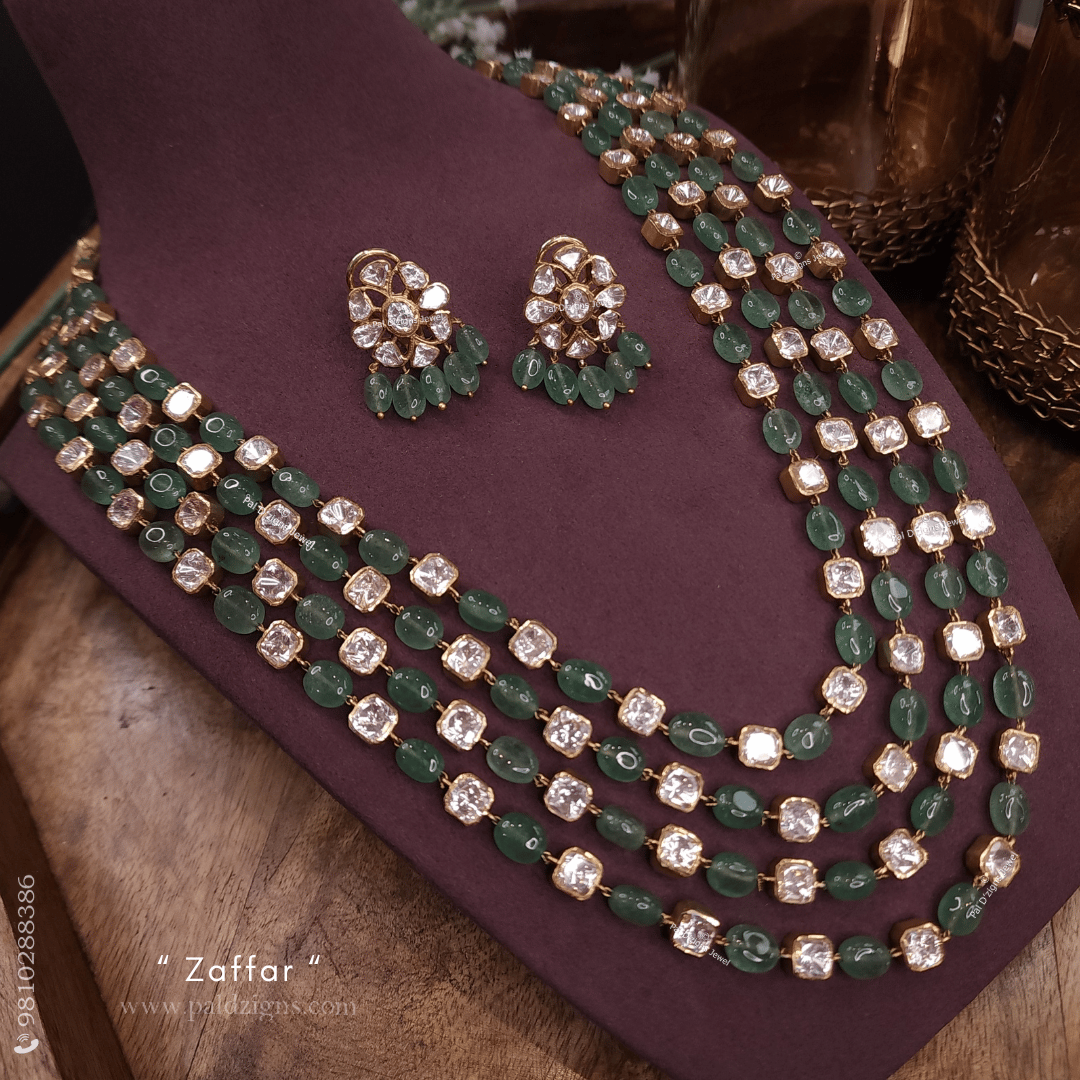 Zaffar Moissanite Polki Necklace Set