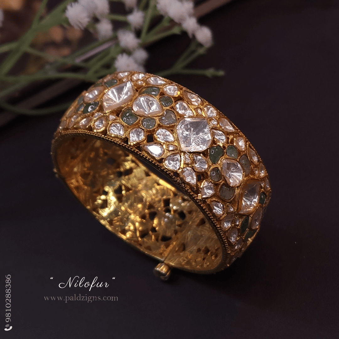 Nilofur 2-2" Size Moissanite Polki Bangles (Single)