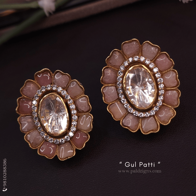 Gul Patti Moissanite Polki Stud