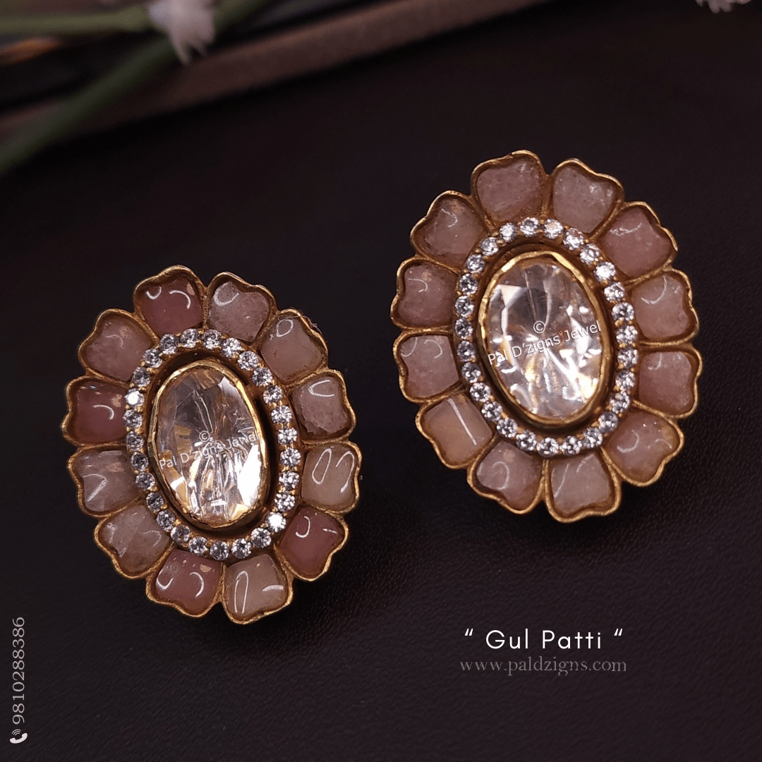 Gul Patti Moissanite Polki Stud