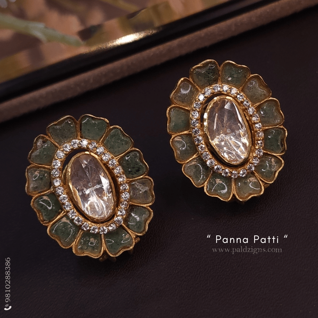 Panna Patti Moissanite Polki Stud