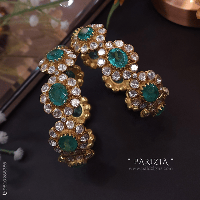 Parizia 2-2" Size Moissanite Polki Bangles (Pair)