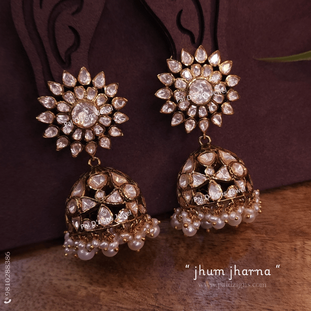 Jhum Jharna Moissanite Polki Jhumki