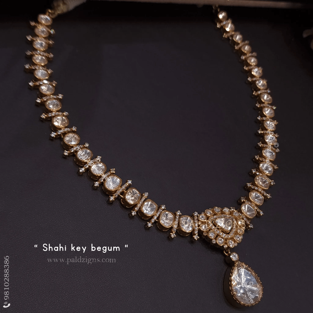 Shahi-Key-Begum Gold- Moissanite Polki Necklace