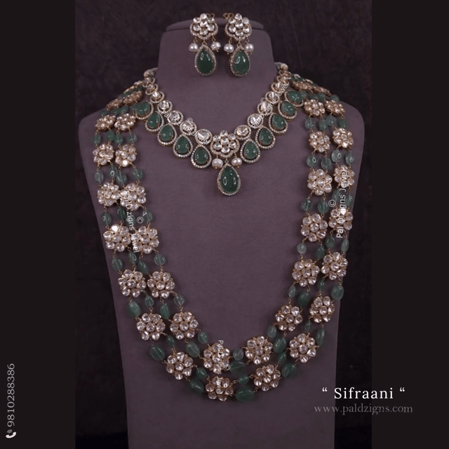 Sifraani Moissanite Polki Combo Necklace Set