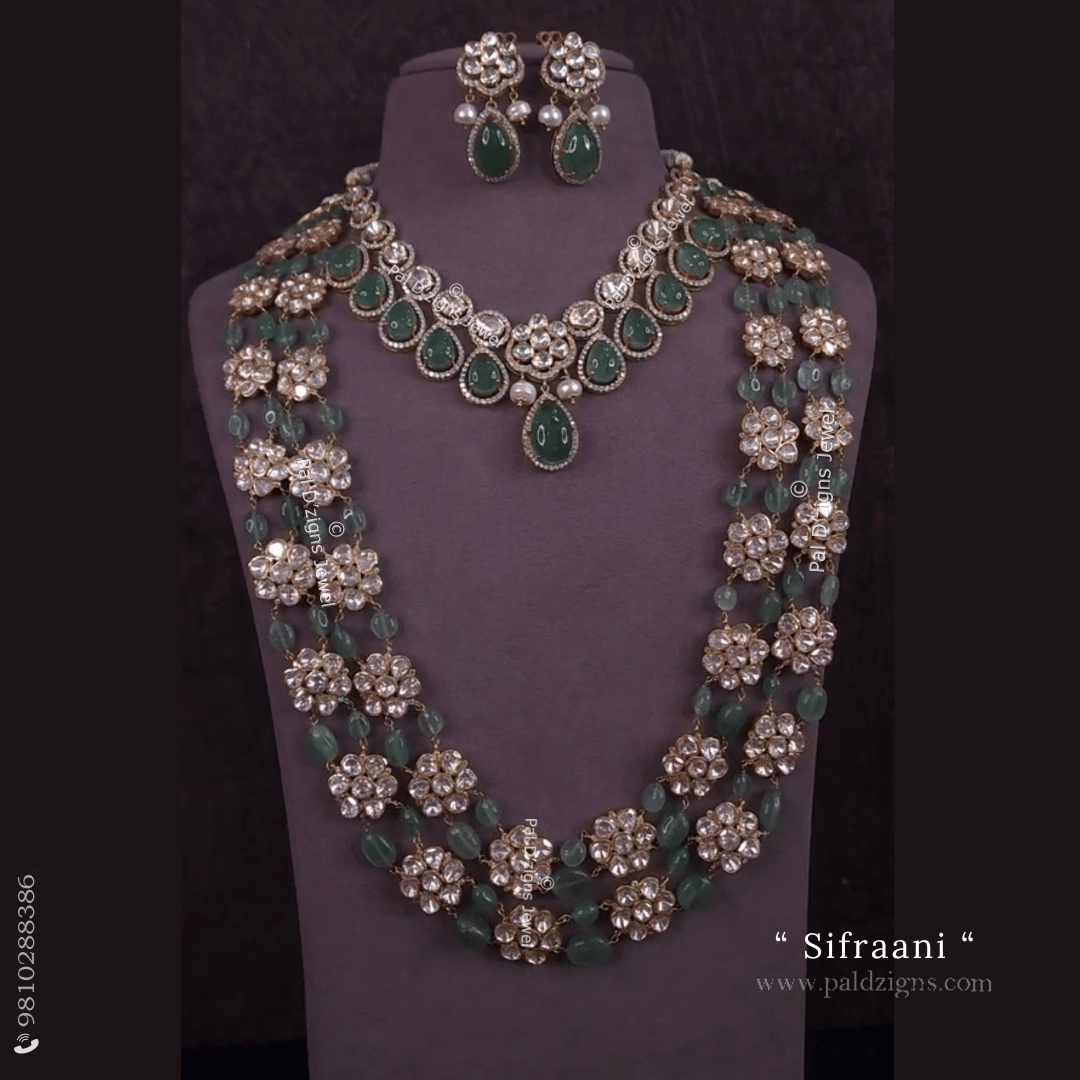 Sifraani Moissanite Polki Combo Necklace Set