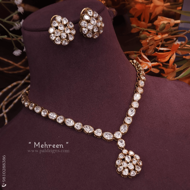 Mehreen Moissanite Polki Necklace Set