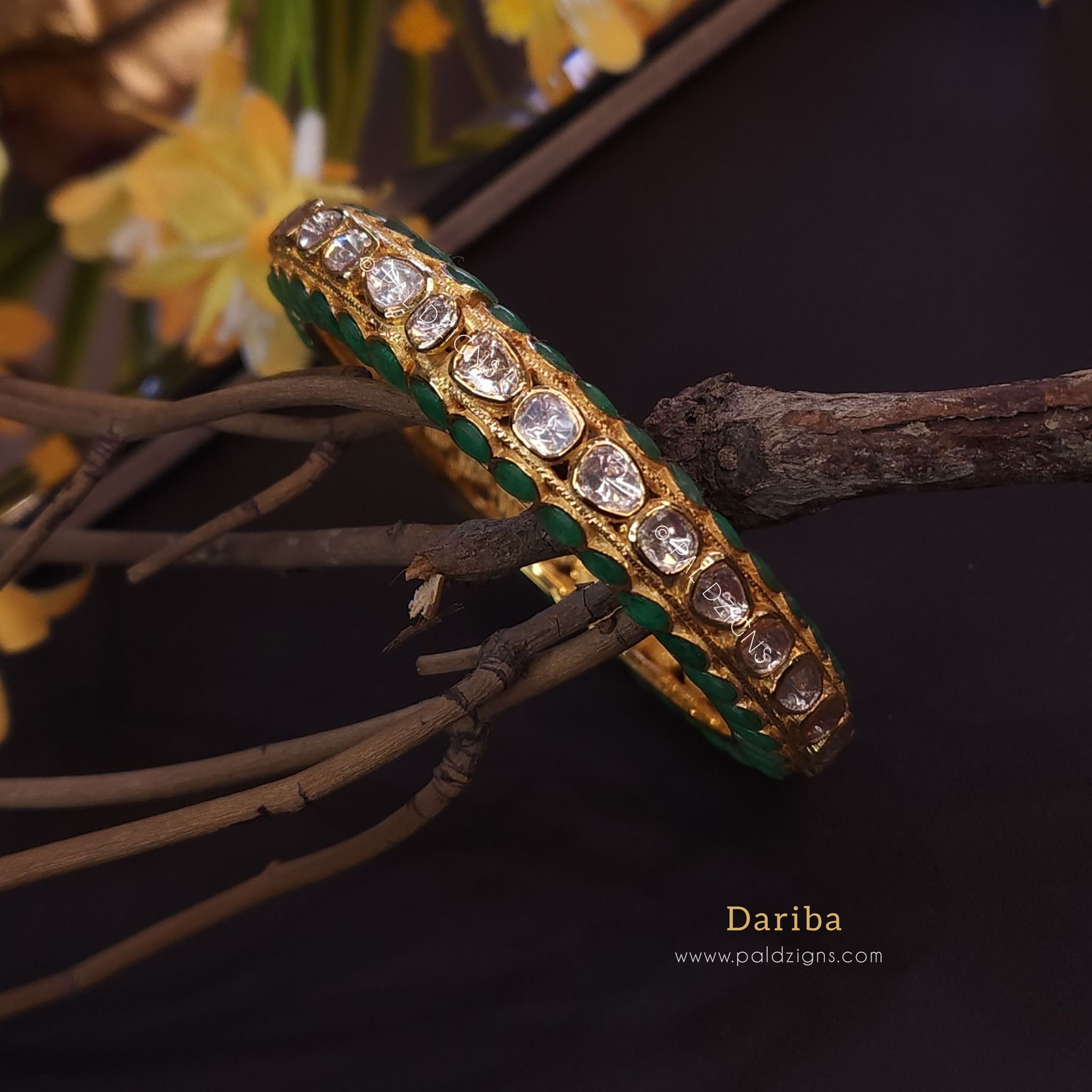 Dariba 2-2" Size Moissanite Polki Bangle (Single)