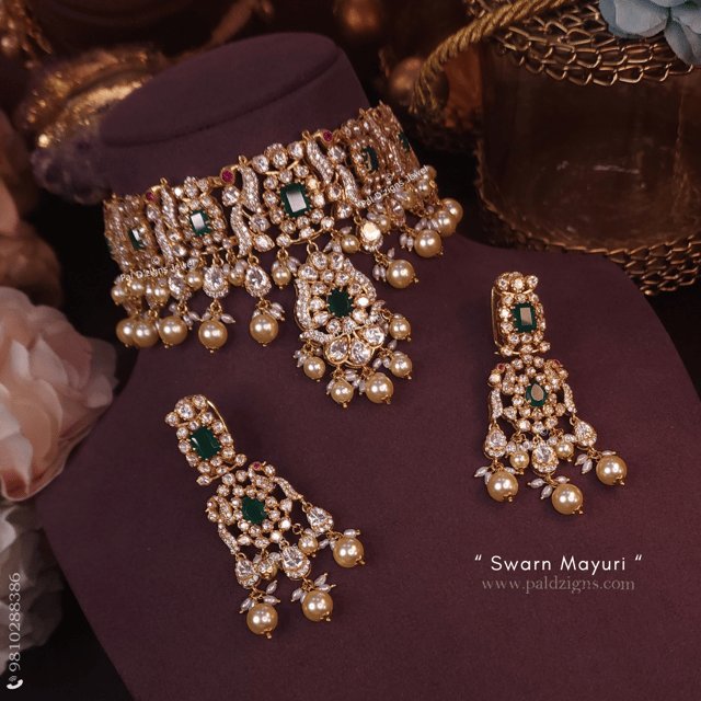 Swarn Mayuri Moissanite Polki Choker Set