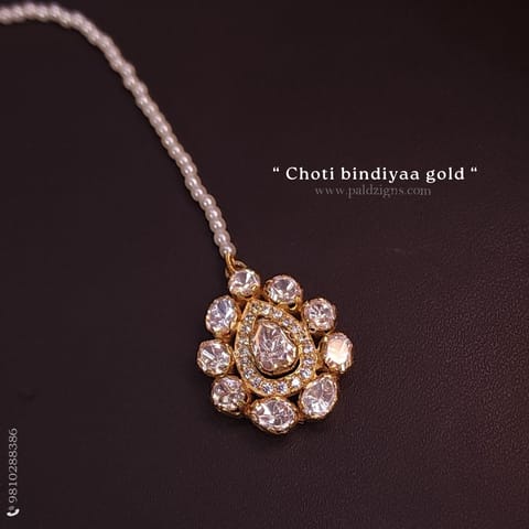 Choti Bindiyaa Gold Moissanite Polki Maangtika
