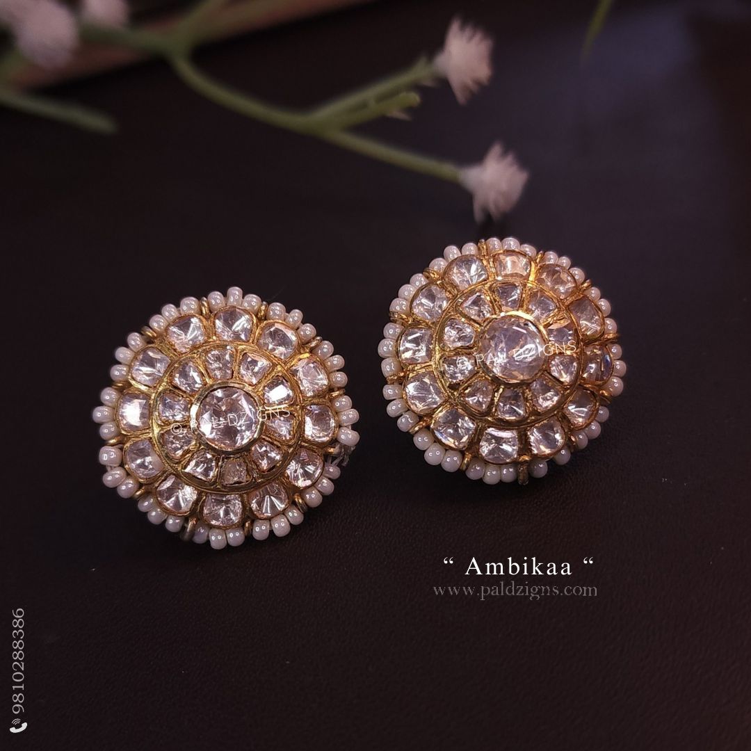 Ambikaa Kairi Moissanite polki Studs