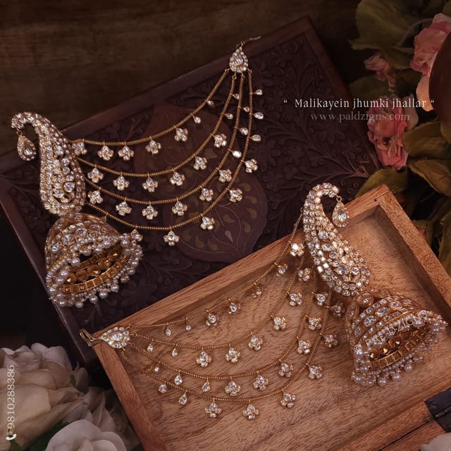 Malikayein Moissanite Polki Jhumki Jhallar