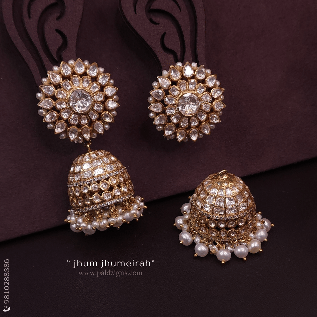 Jhum Jhumeirah Moissanite Polki Detachable Jhumki