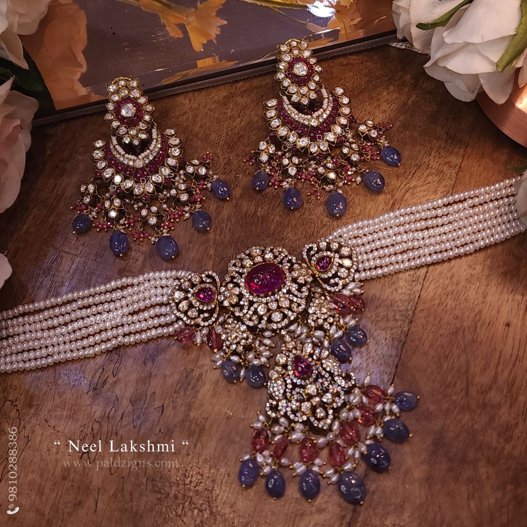 Neel Lakshmi Moissanite Polki Choker Set