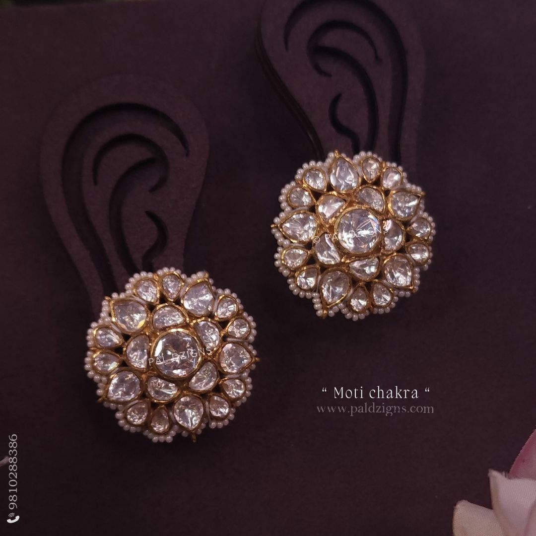 Moti Chakra Moissanite Polki Studs