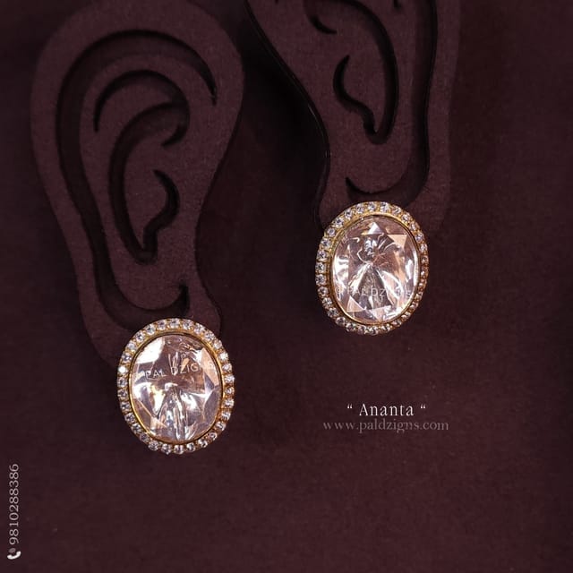 Ananta Moissanite Polki Studs