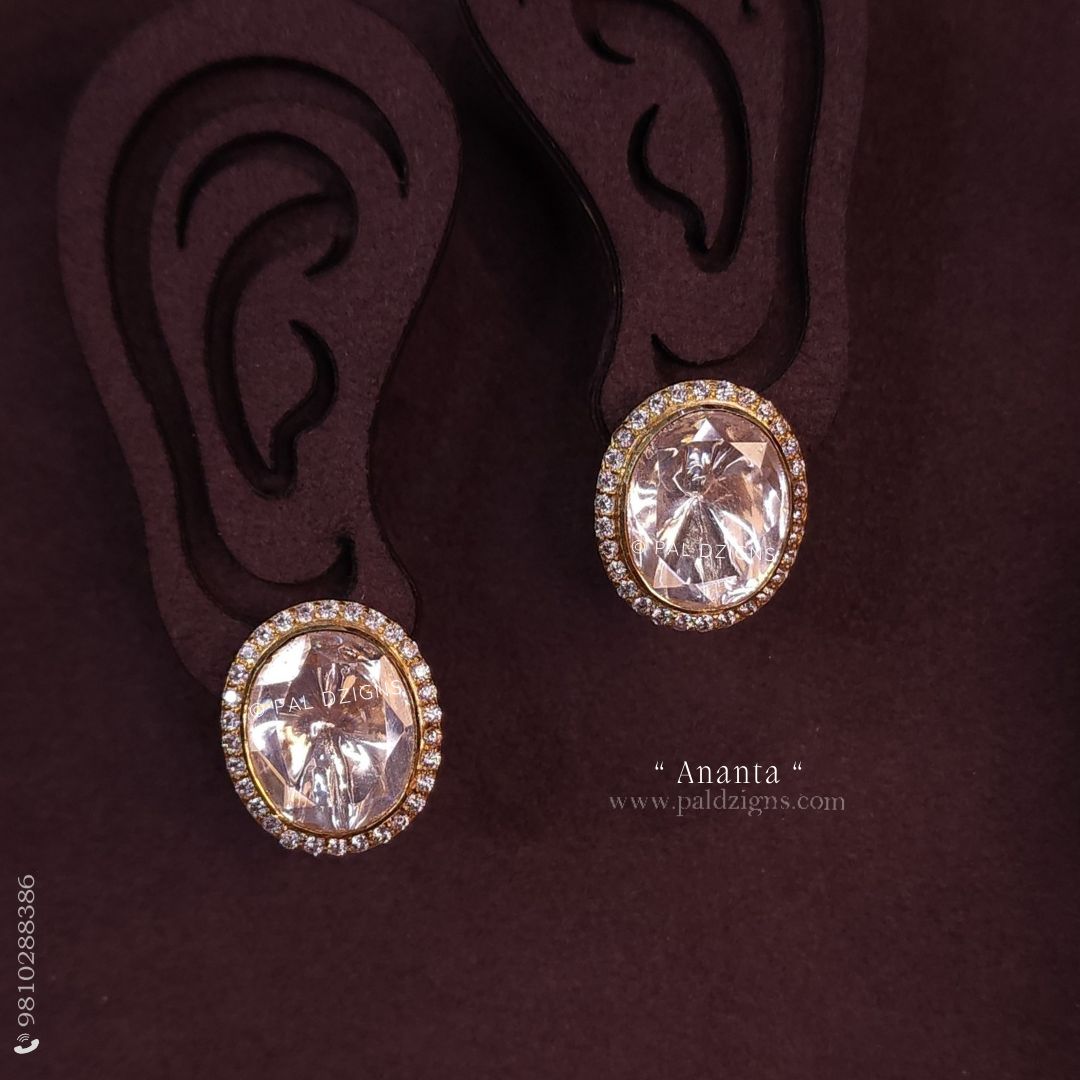 Ananta Moissanite Polki Studs