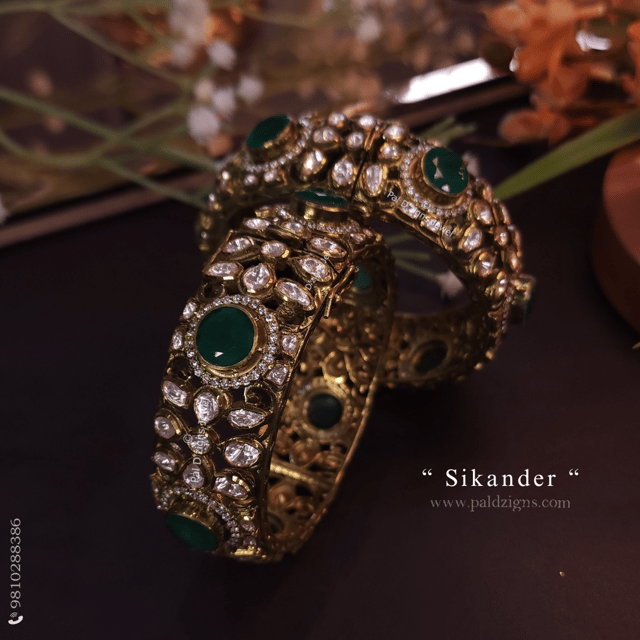 Sikander (2-8" size) moissanite polki bangles (pair)