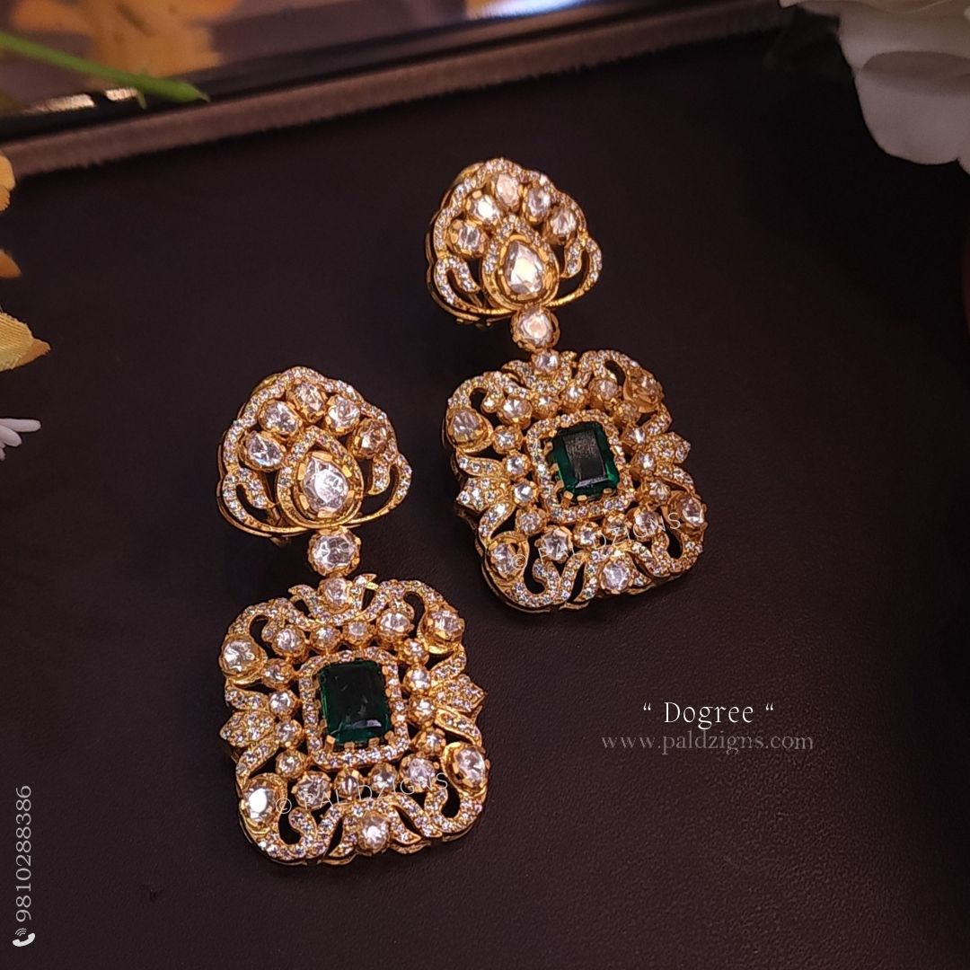 Dogree Gold Moissanite Polki Earring