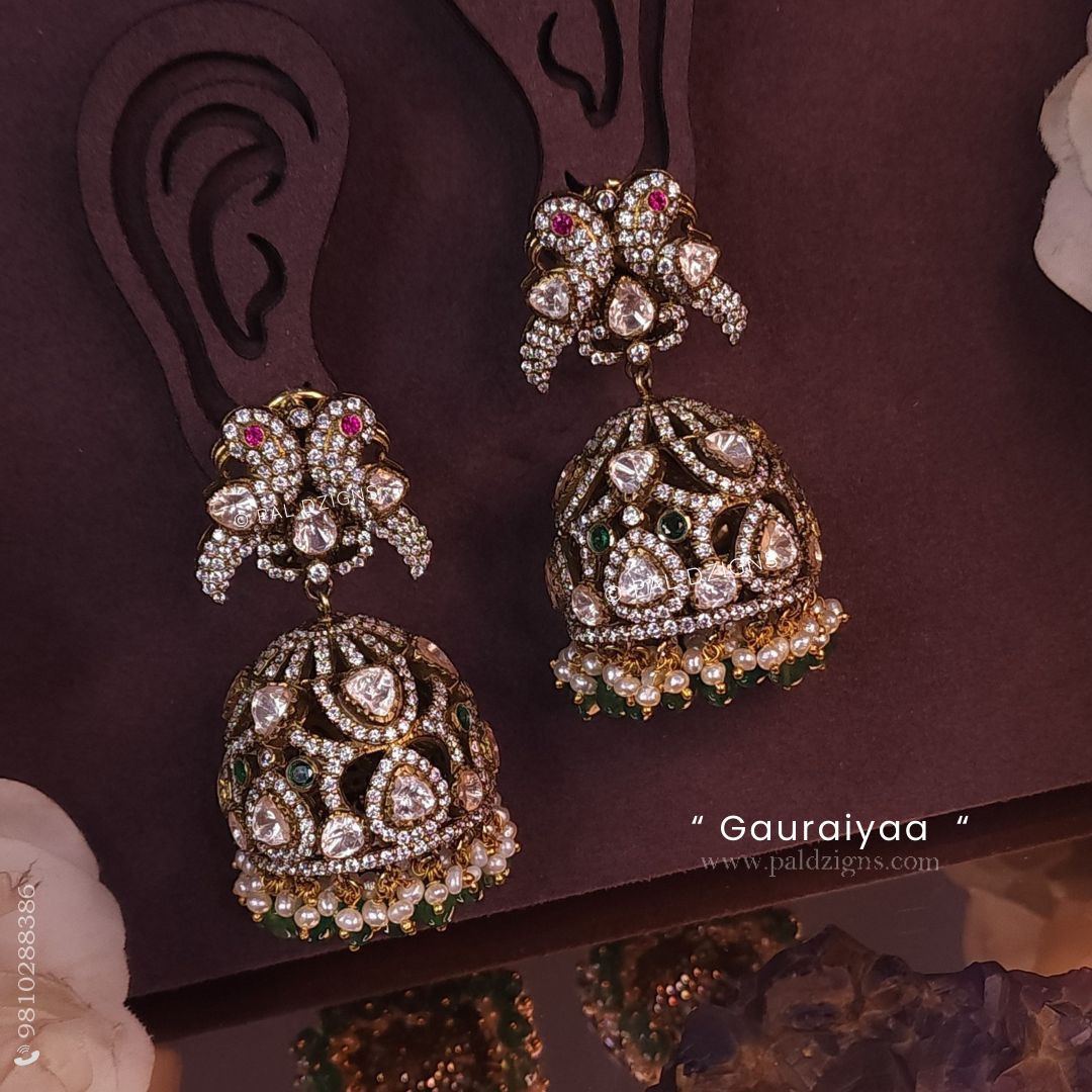 Gauraiyaa Moissanite Polki Jhumki