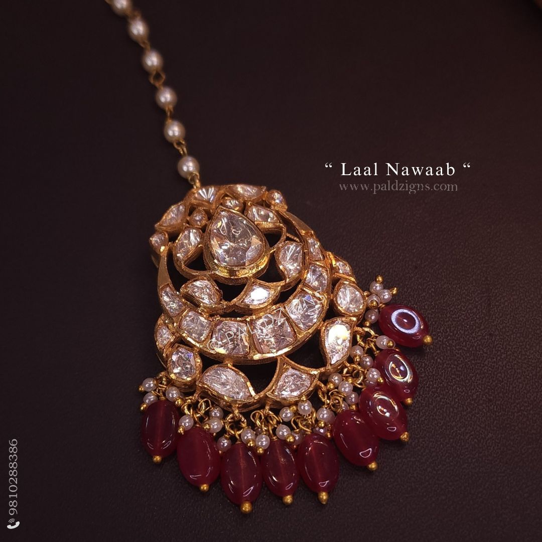 Laal Nawaab Moissanite Polki Tikka