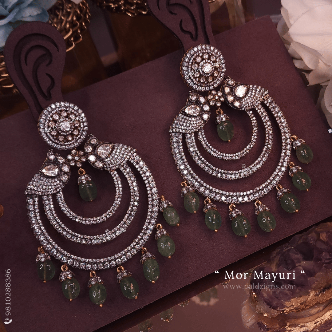 Mor Mayuri Moissanite Polki Earrings