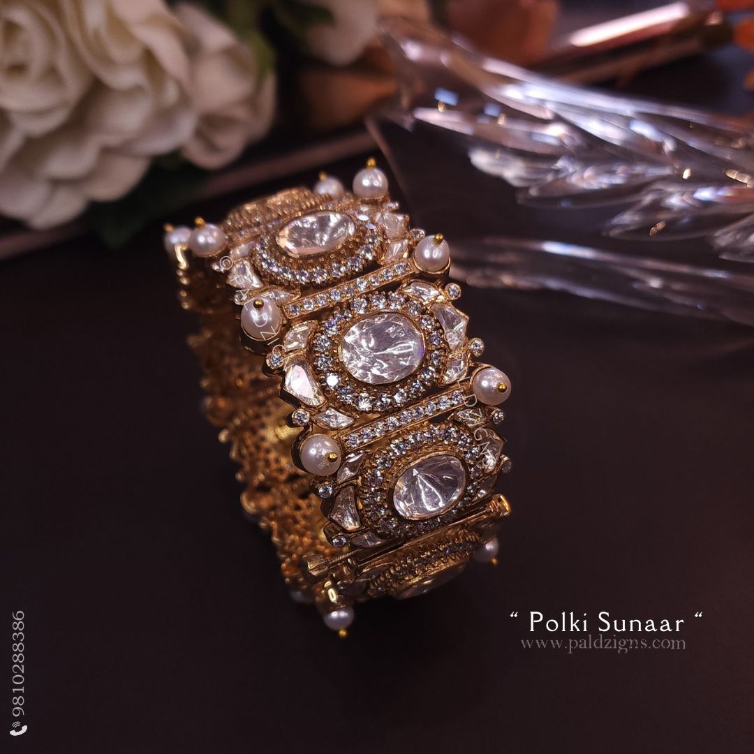 Polki Sunaar Gold (2-4" Size) Moissanite Polki bracelet