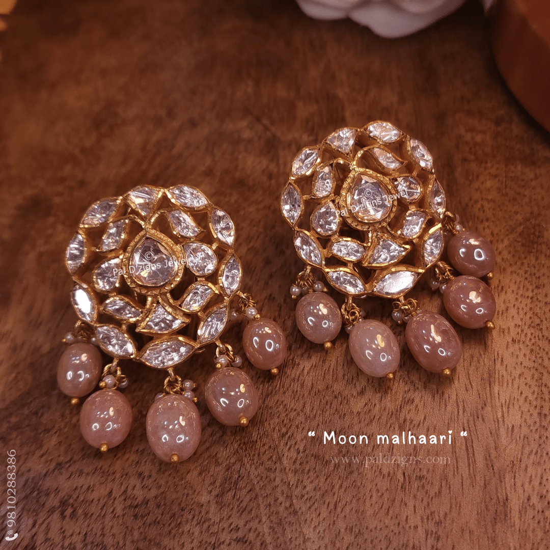 Moon Malhaari Big - Moissanite Polki Studs