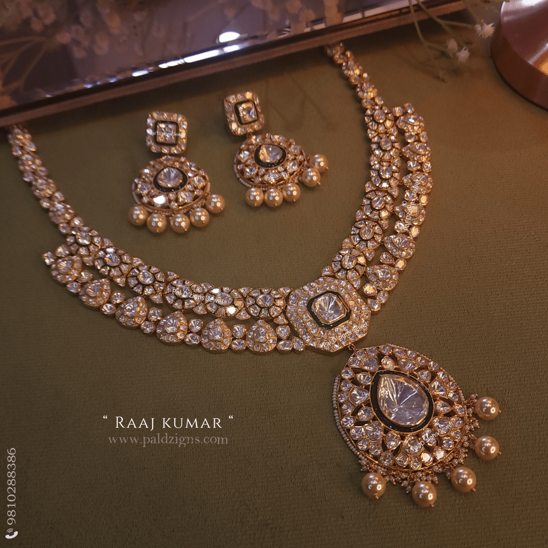 Raaj Kumar Moissanite Polki Necklace Set