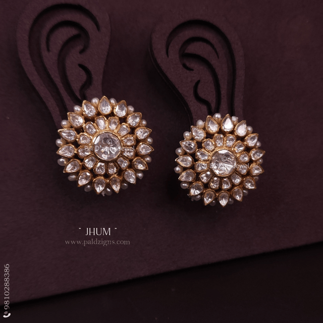 Jhum Moissanite Polki Studs