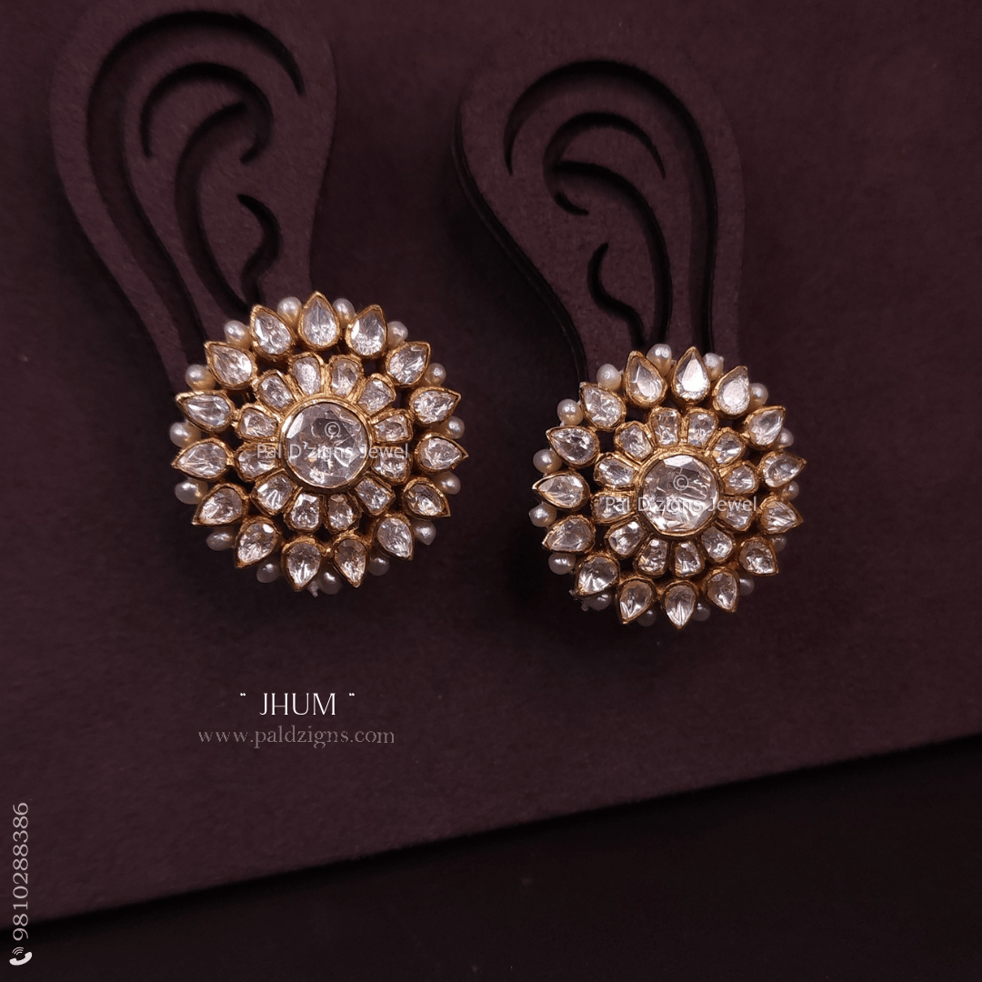 Jhum Moissanite Polki Studs