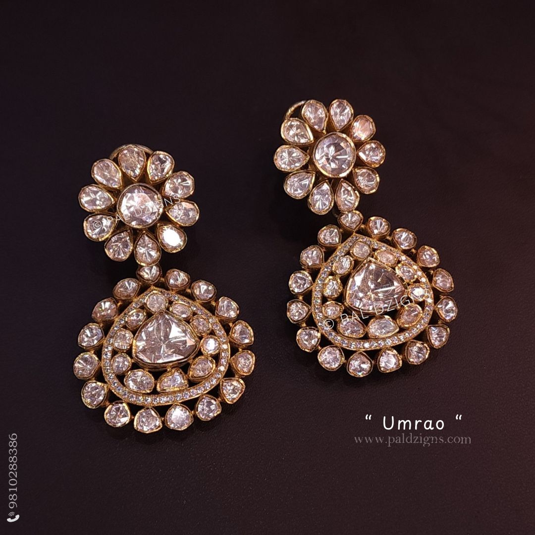 Umrao Detachable Moissanite Polki Earrings