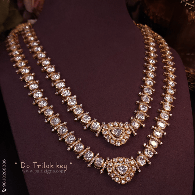 Do Trilok key Moissanite Polki Detachable Necklace