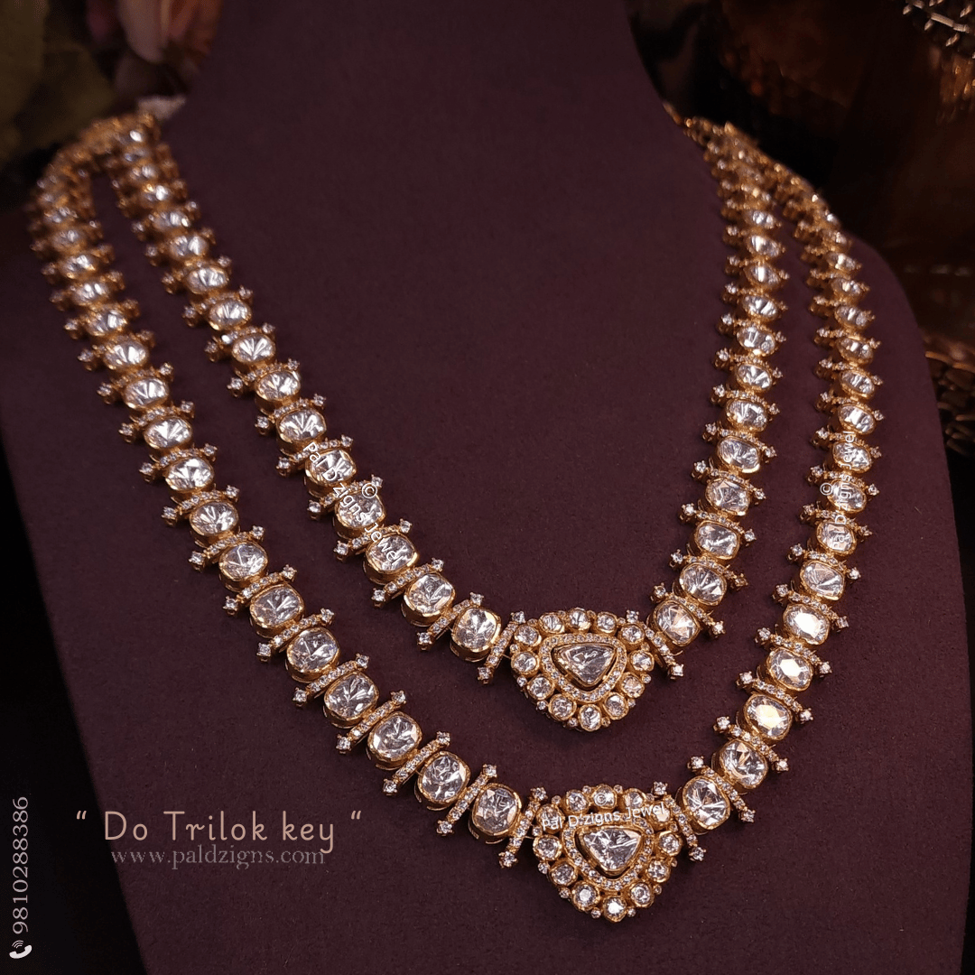 Do Trilok key Moissanite Polki Detachable Necklace