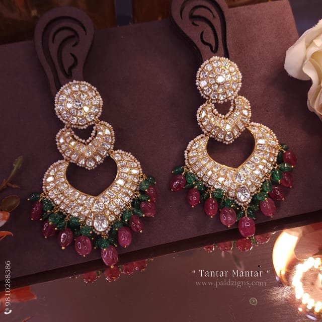 Tantar Mantar Moissanite Polki Earring