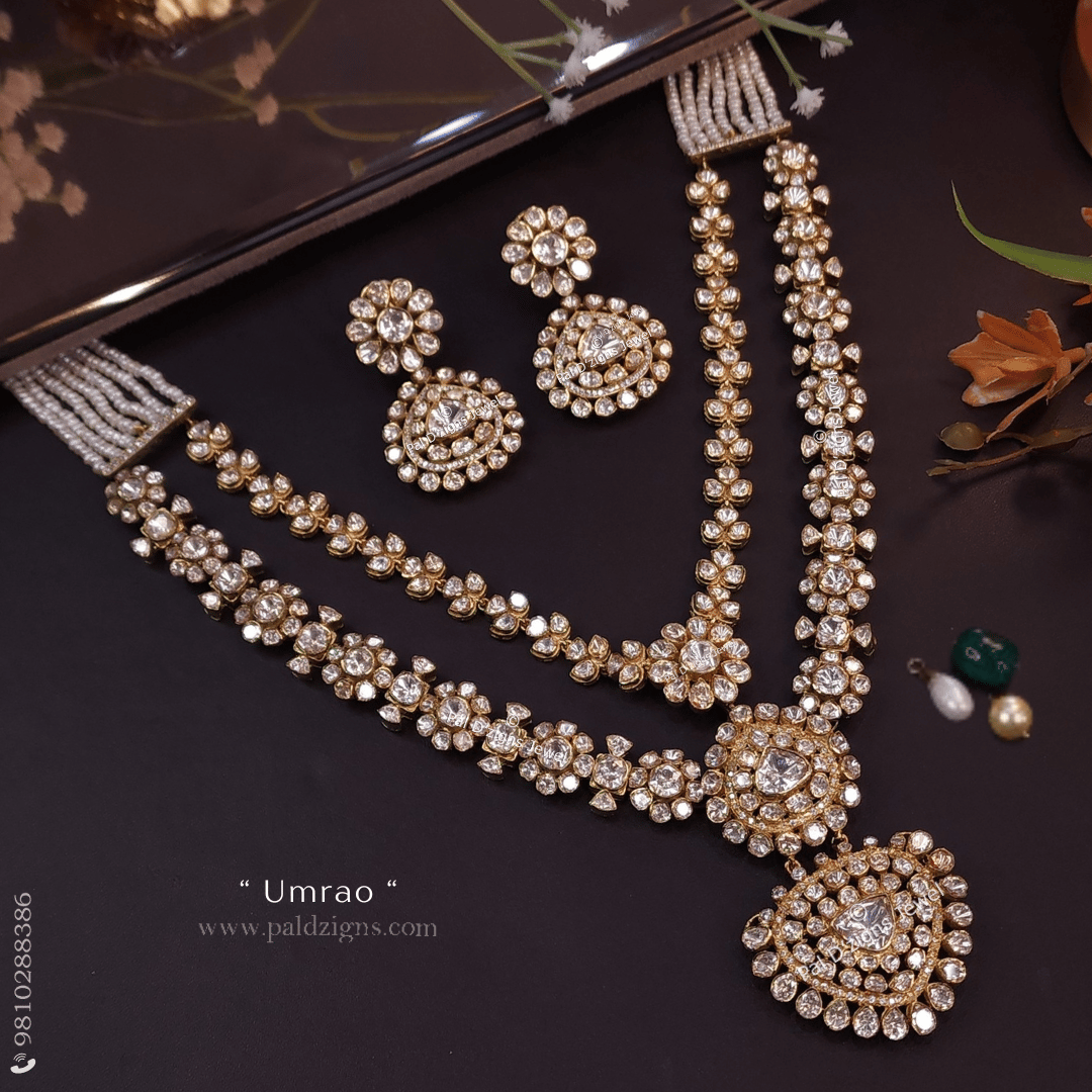 Umrao Moissanite Polki Pendant Set - 3 Extra Detachable