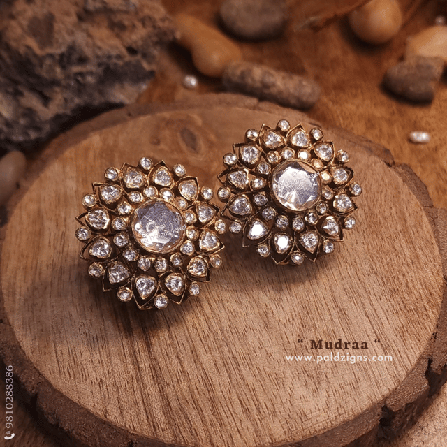Mudraa Moissanite Polki Studs
