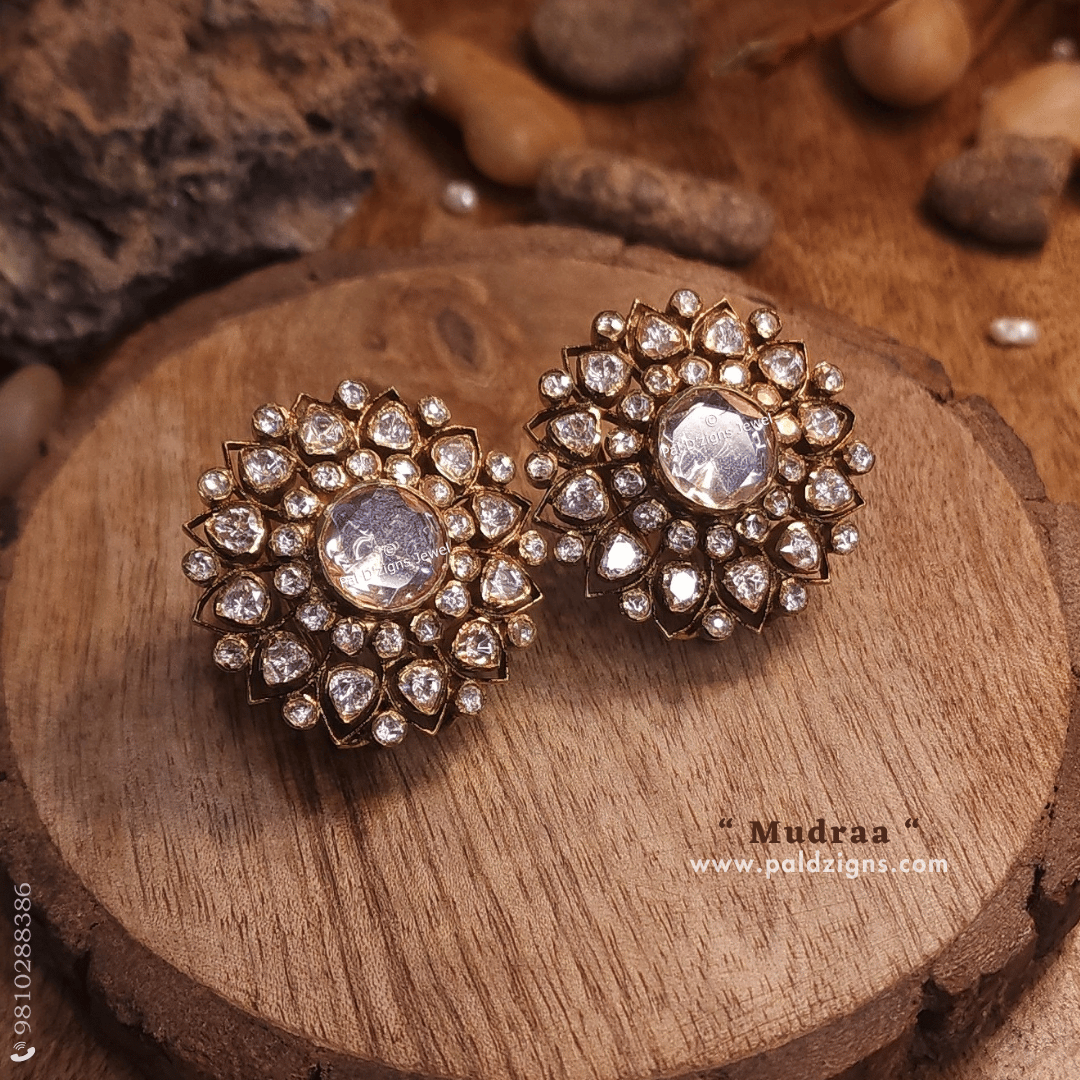 Mudraa Moissanite Polki Studs