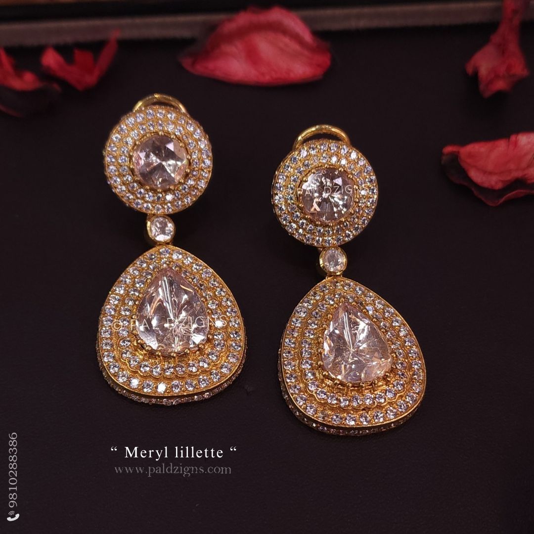 Meryl Lillette Gold Moissanite Polki Earring