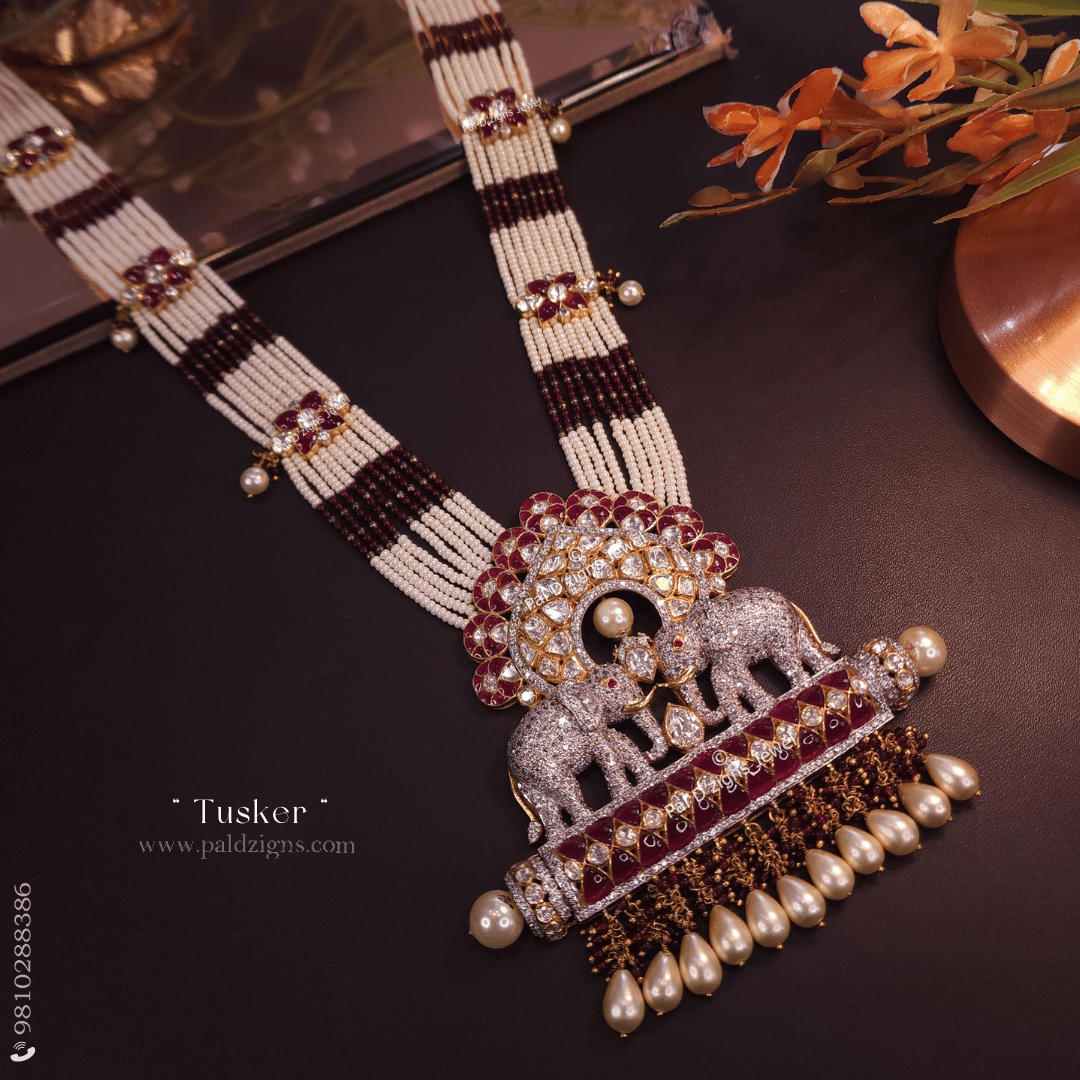 Tusker Moissanite Polki Pendant