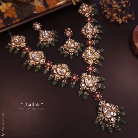Jhallak Moissanite Polki Necklace Set