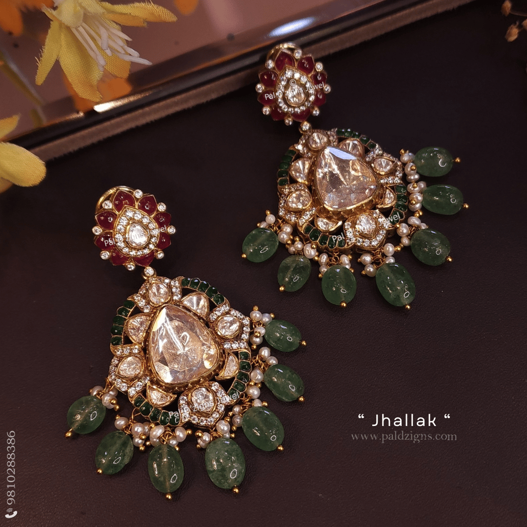 Jhallak Moissanite Polki Earring