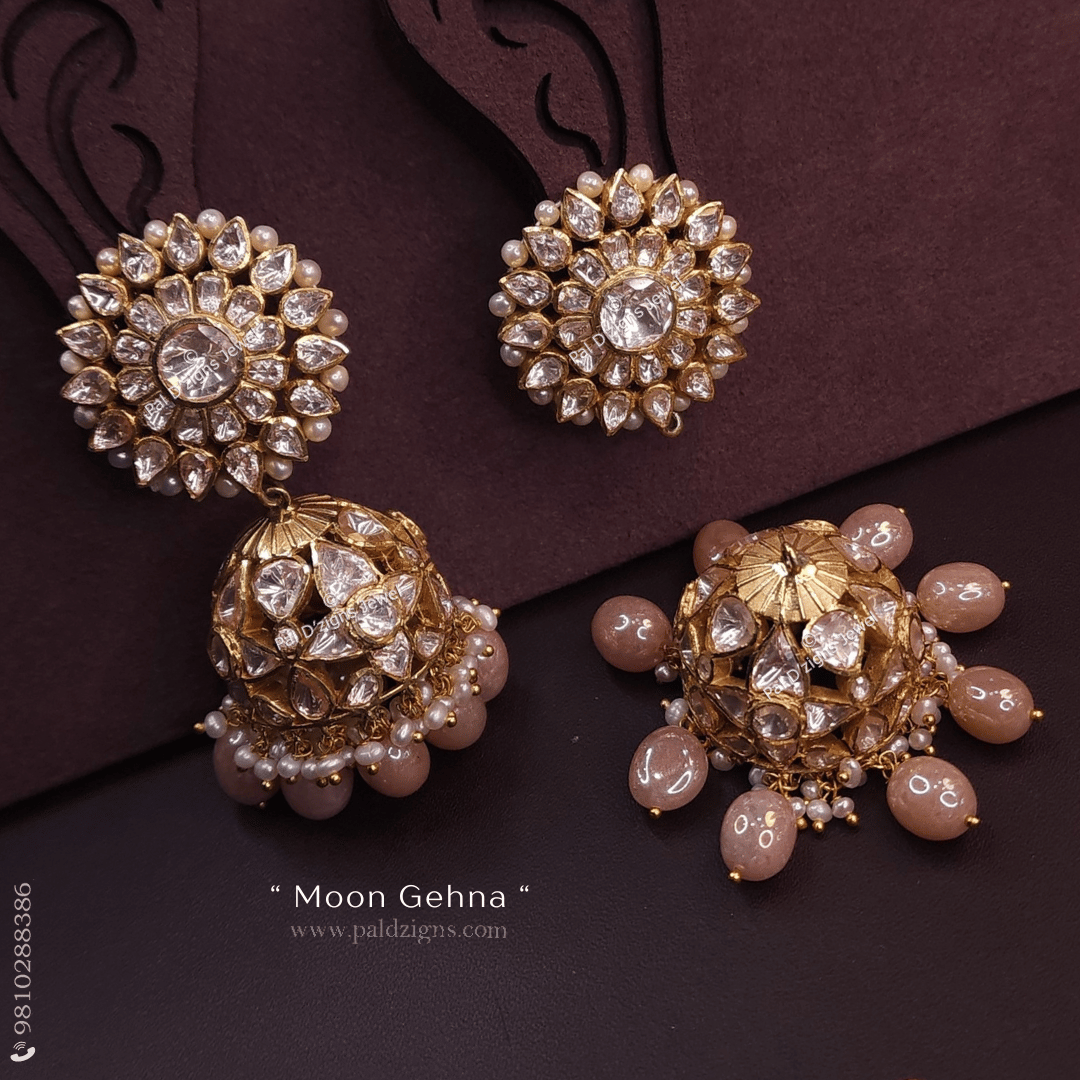 Moon Gehnaa Moissanite Polki Detachable Jhumki