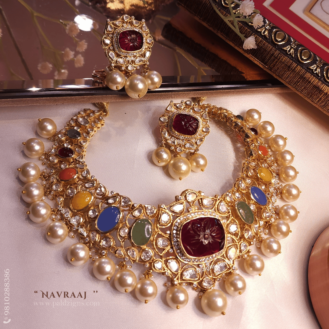 Navraaj Moissanite Polki Necklace Set